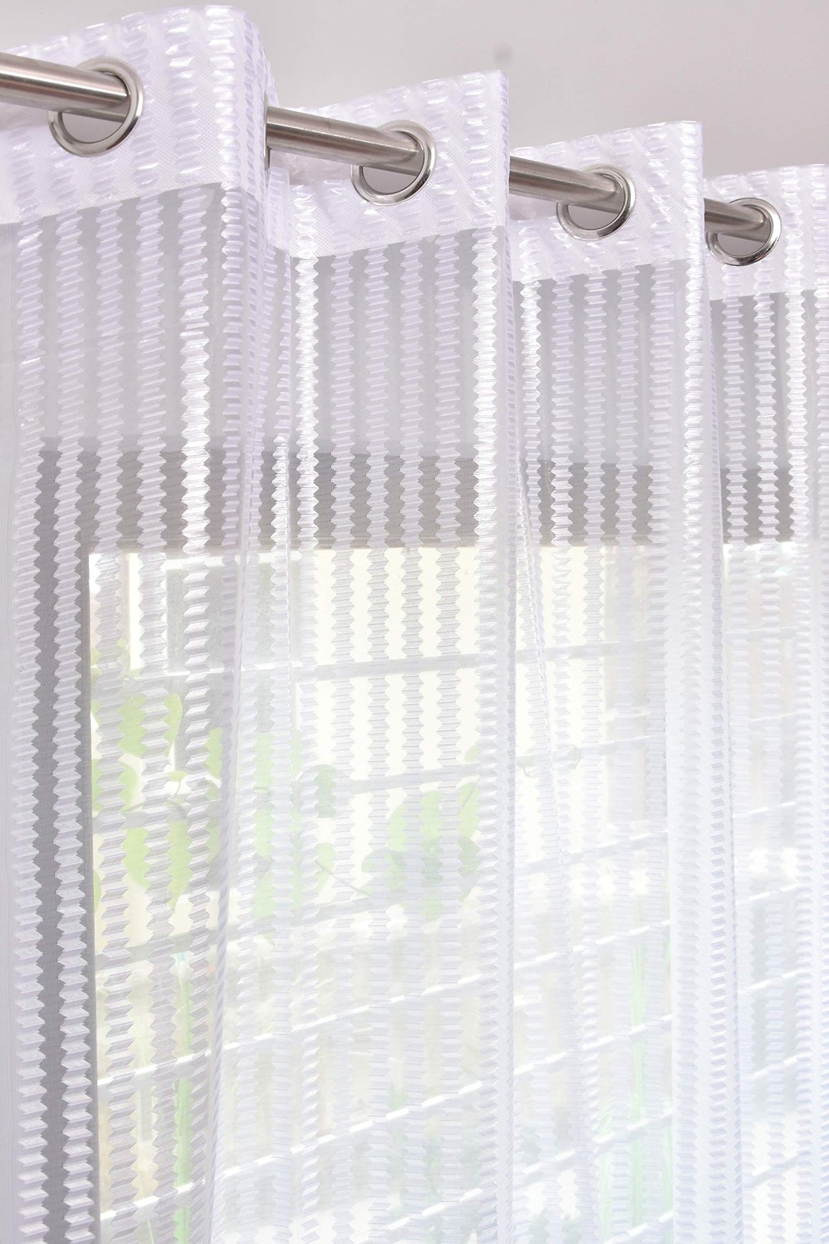 HFI Tissue Transparent Net Sheer Curtain 7 Feet, Door, White, Pack of 2, Grommet Curtains