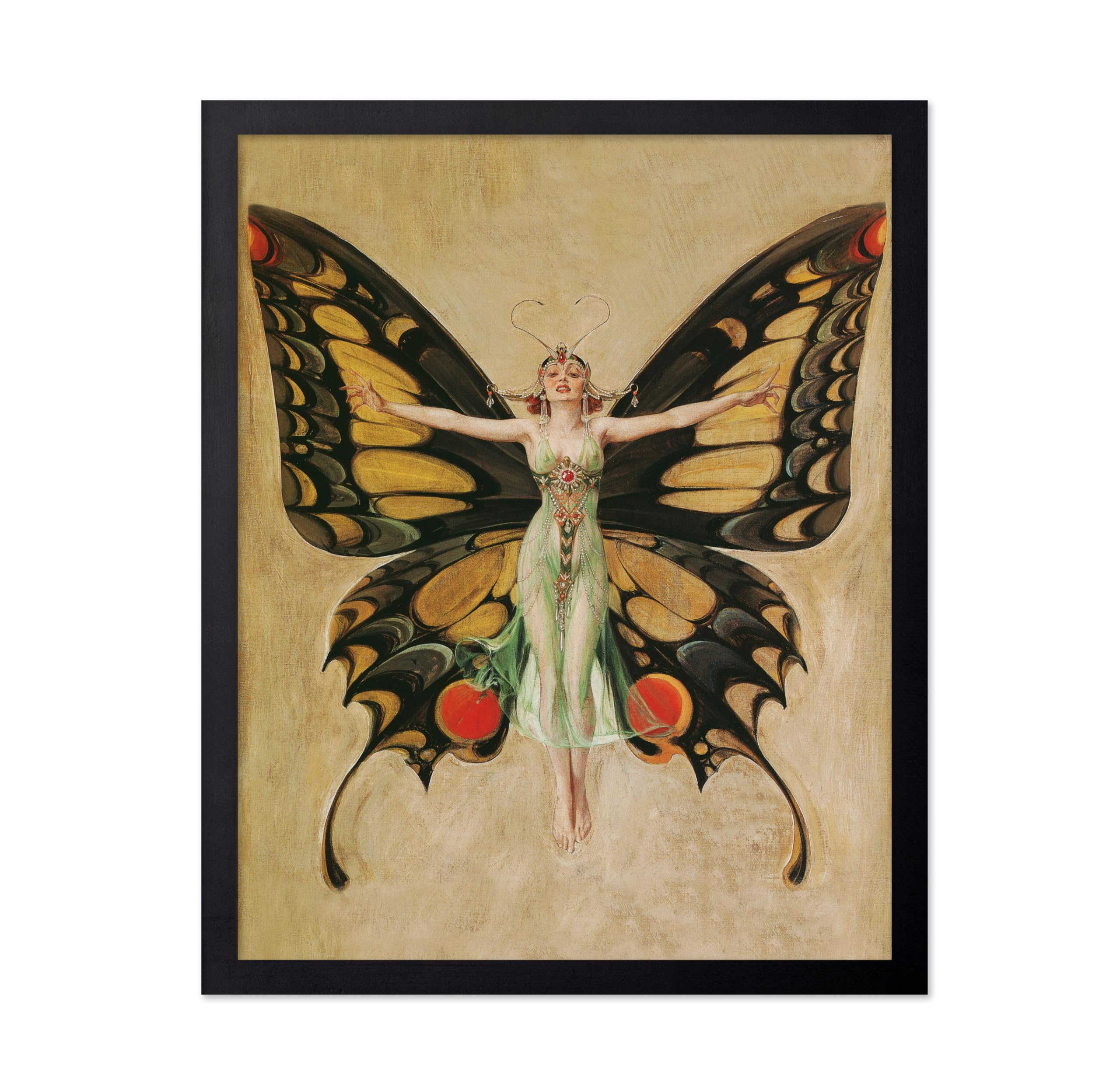 Poster Master Vintage Butterfly Poster - Retro Butterfly Woman Print - Mythical Creature Art - Gift for Woman, Animal Lover - Su