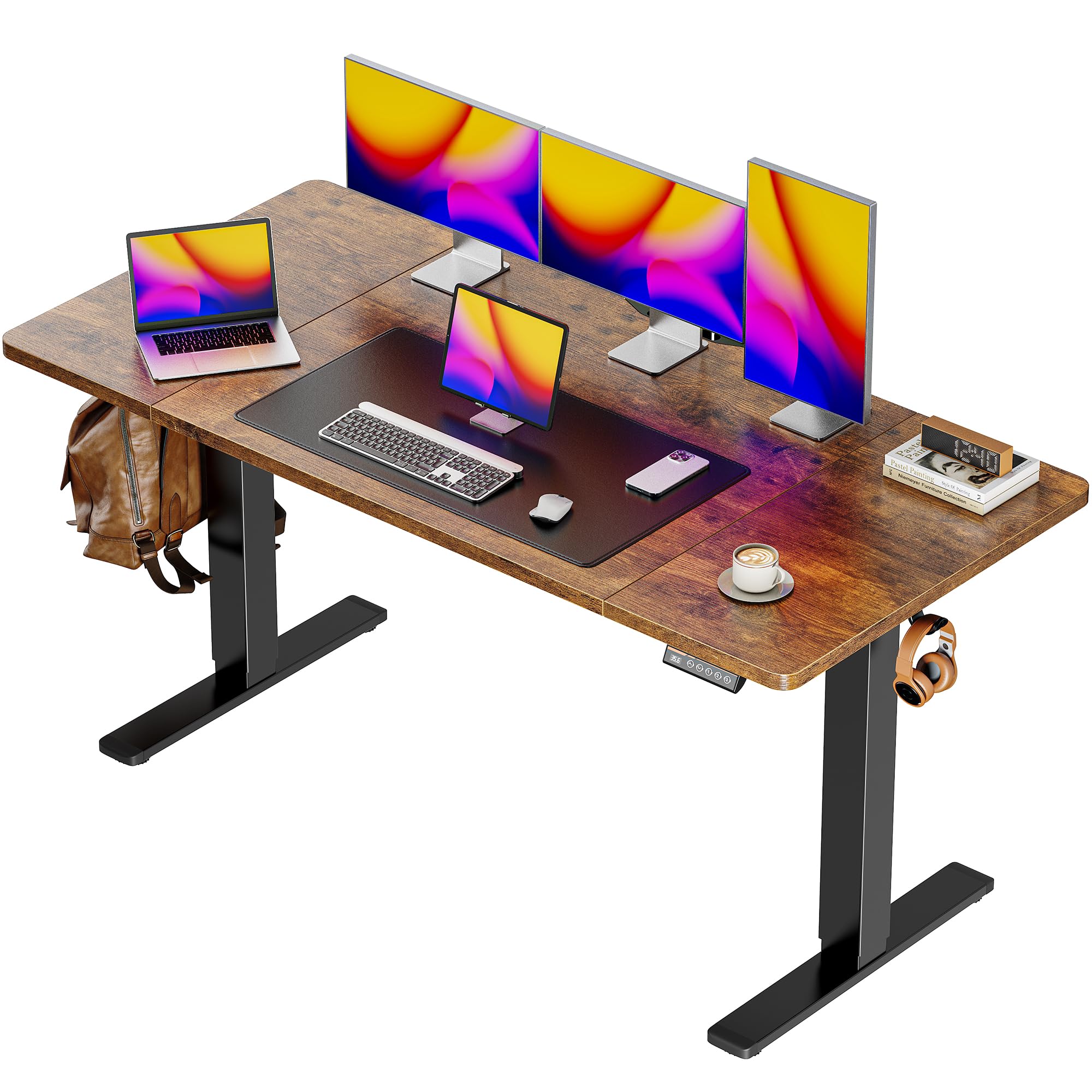 Huuger 55 X 28 Large Electric Standing Desk, Height Adjustable Computer Desk, 27.6 ' Deep Desktop, Stand Up Gaming Office Desk