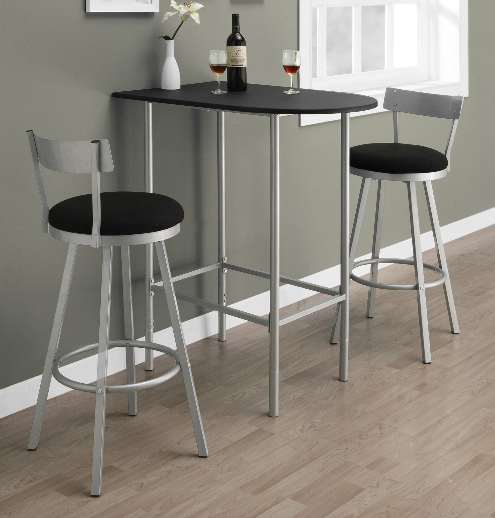 Monarch Specialties I 2-Piece Metal Swivel Barstool, 43', Silver