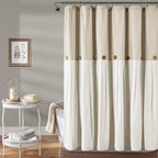Lush Decor Linen Button Shower Curtain, 72' X 72'