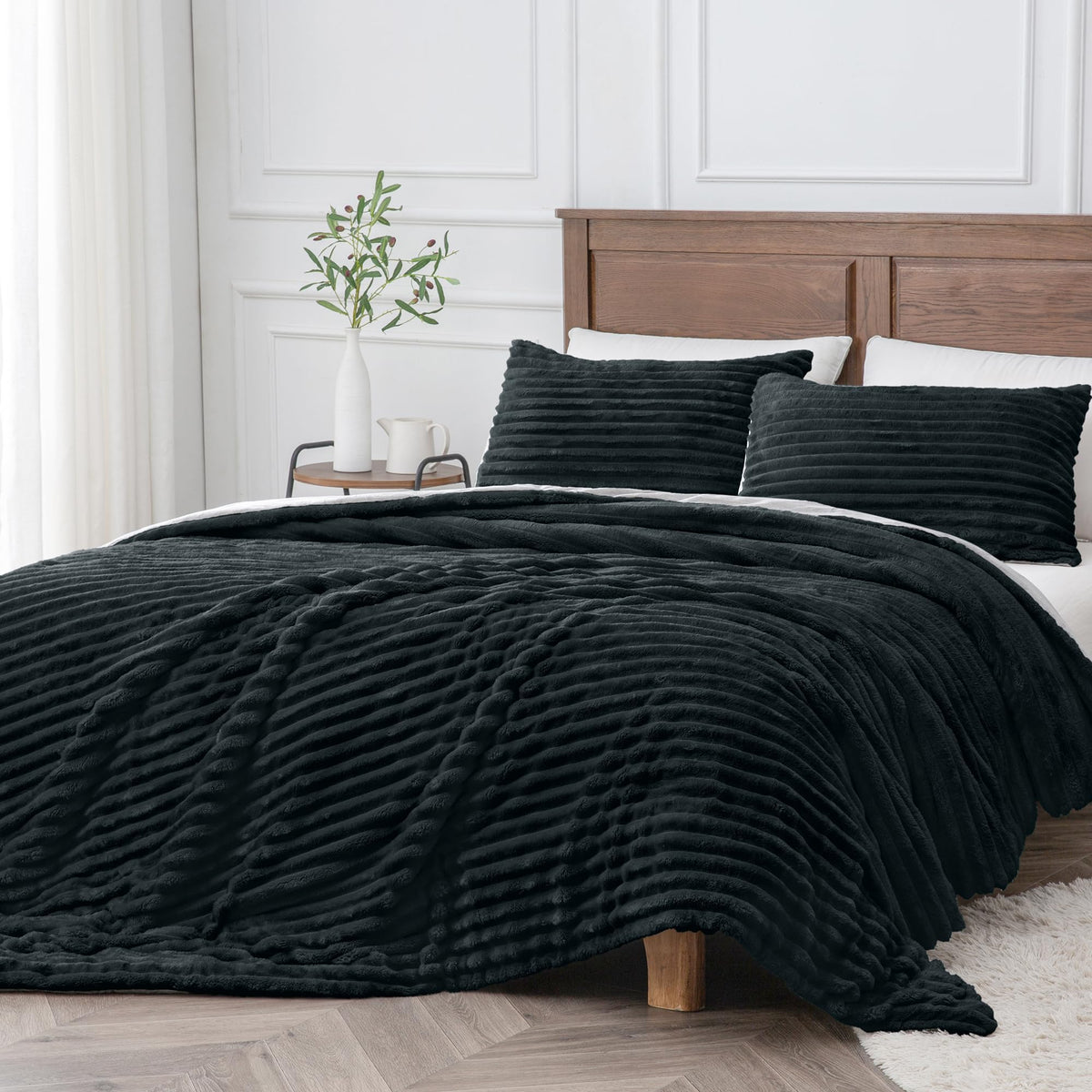 Bedelite Fleece Twin Comforter Set -Super Soft & Warm Fluffy Purple Bedding, Luxury Fuzzy Heavy Bed Set For Winter With 1 Pillow