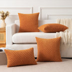Kevin Textile Throw Pillow Covers Soft Corduroy Decorative Set Of 2 Boho Striped Pillow Covers Pillowcases Farmhouse Home Decor For Couch Bed Sofa Living Room 20X20 Inch Orange Yellow