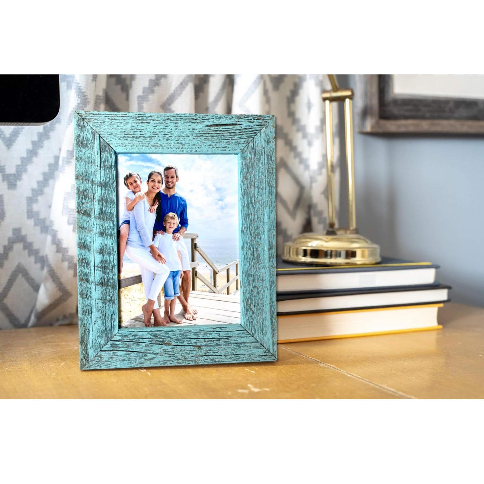Barnwoodusa | Farmhouse 8X10 Picture Frame | 1 1/2 Inch Molding | 100% Reclaimed Wood | Rustic | Robins Egg Blue
