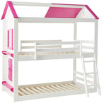 Donco Kids Sweet Heart Novelty Twin Over Twin Bunkbed In White & Pink Finish