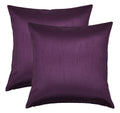 Aiking Home 24X24 Inches Faux Silk Square European Shams, Zipper Closure, Eggplant (Set Of 2)