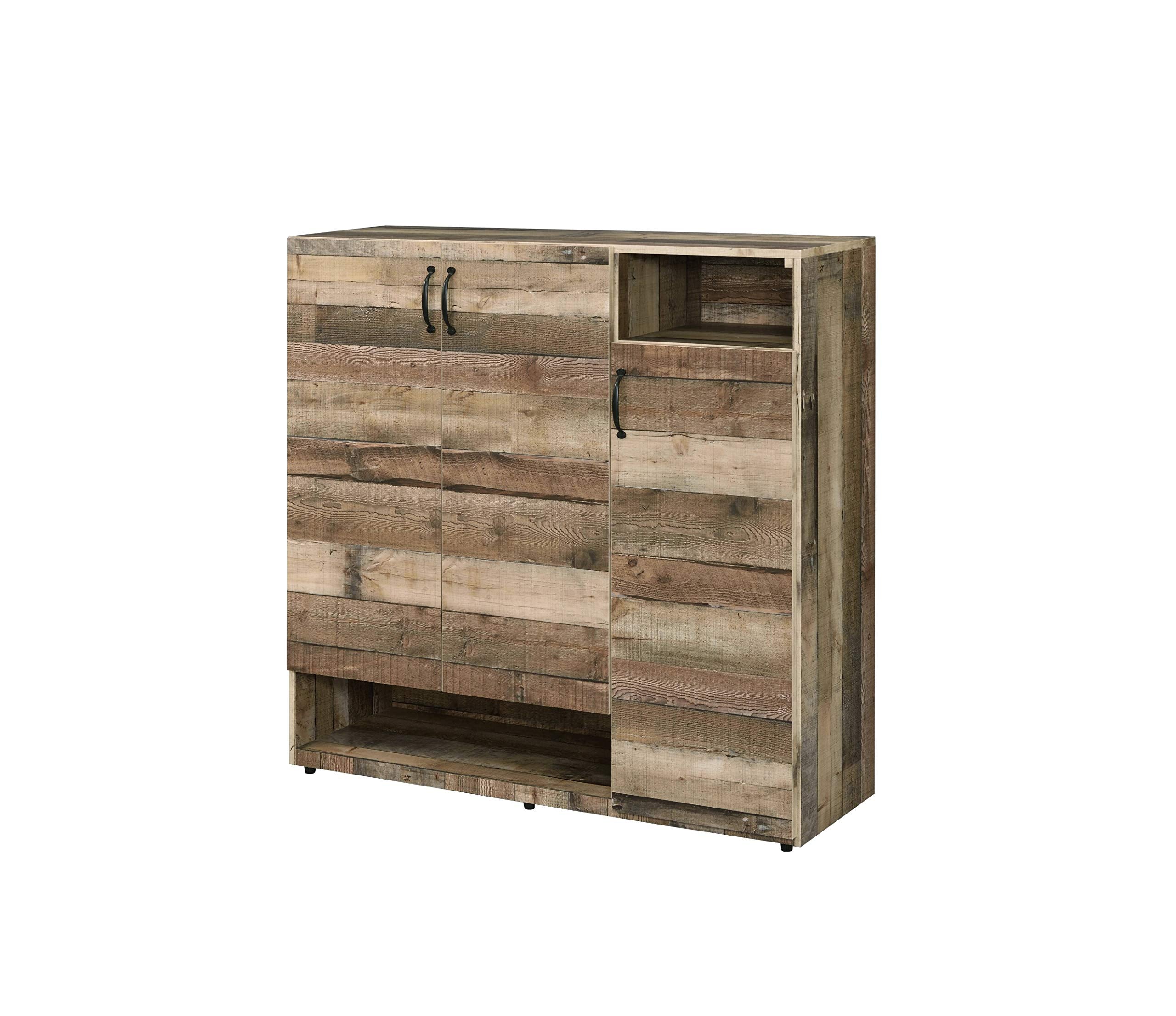 Acme Howia 3-Door Wooden Cabinet With 2 Compartments In Rustic Gray Oak