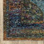 HomeRoots 510140 9 x 12 ft. Blue Gold Green Red Orange & Purple Oriental Power Loom Stain Resistant Rectangle Area Rug