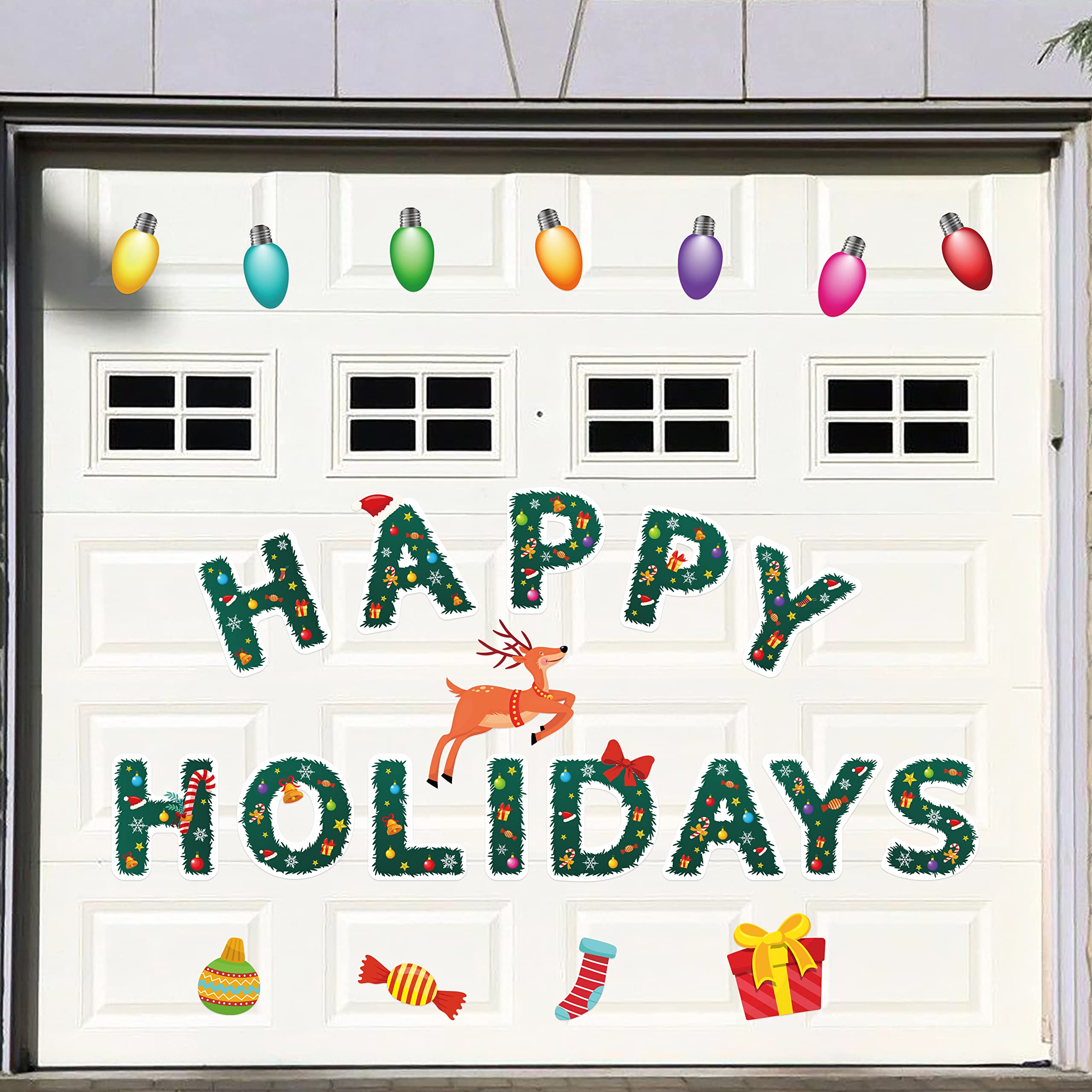 H1Vojoxo 25Pcs Christmas Garage Door Decoration, Happy Holidays Car Garage Magnet Stickers For Christmas, Christmas Refrigerator