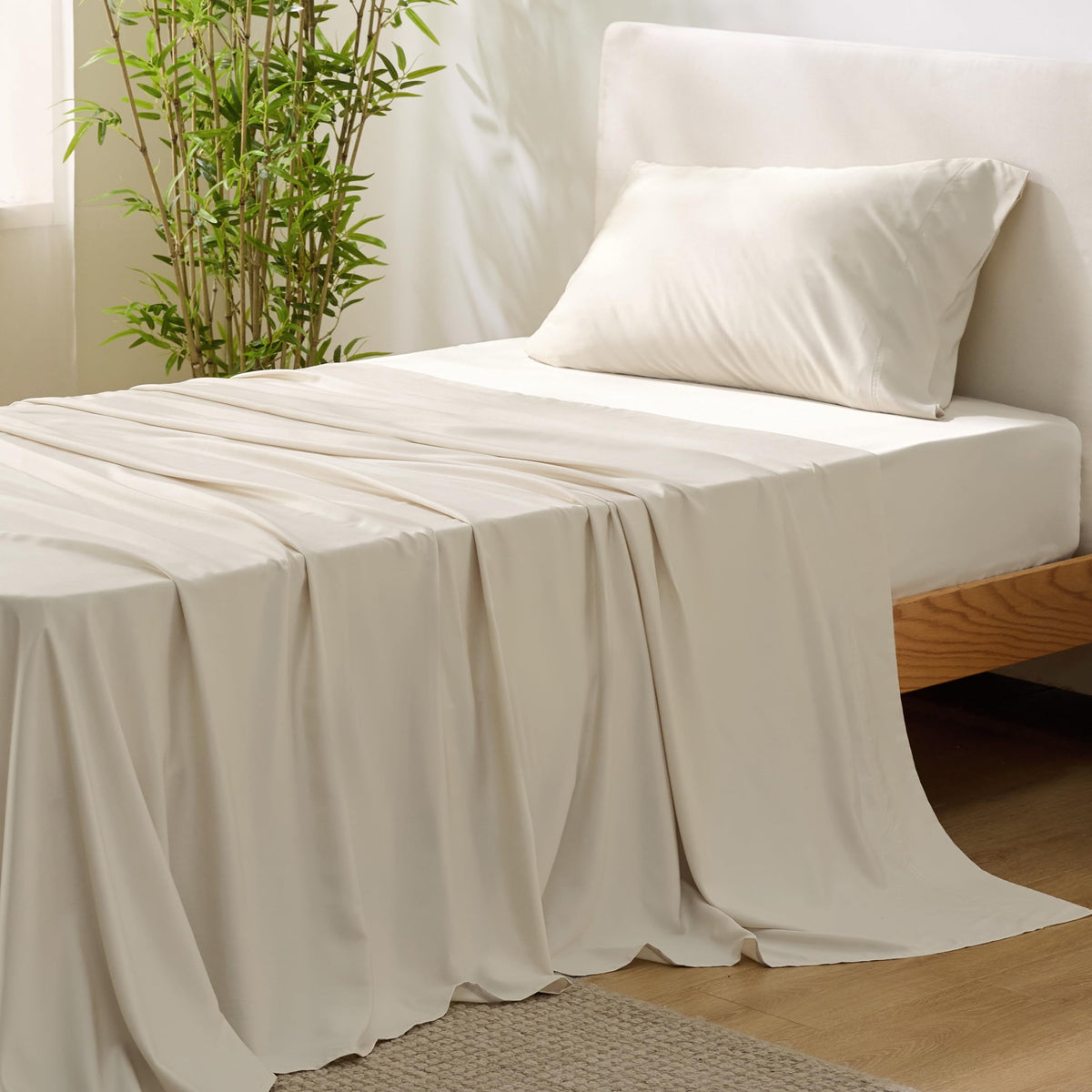 Bedsure Twin Sheets Set, Cooling Sheets Twin Size Bed Set, Rayon Derived From Bamboo, Twin Size Sheets, Breathable & Soft Bed Sh