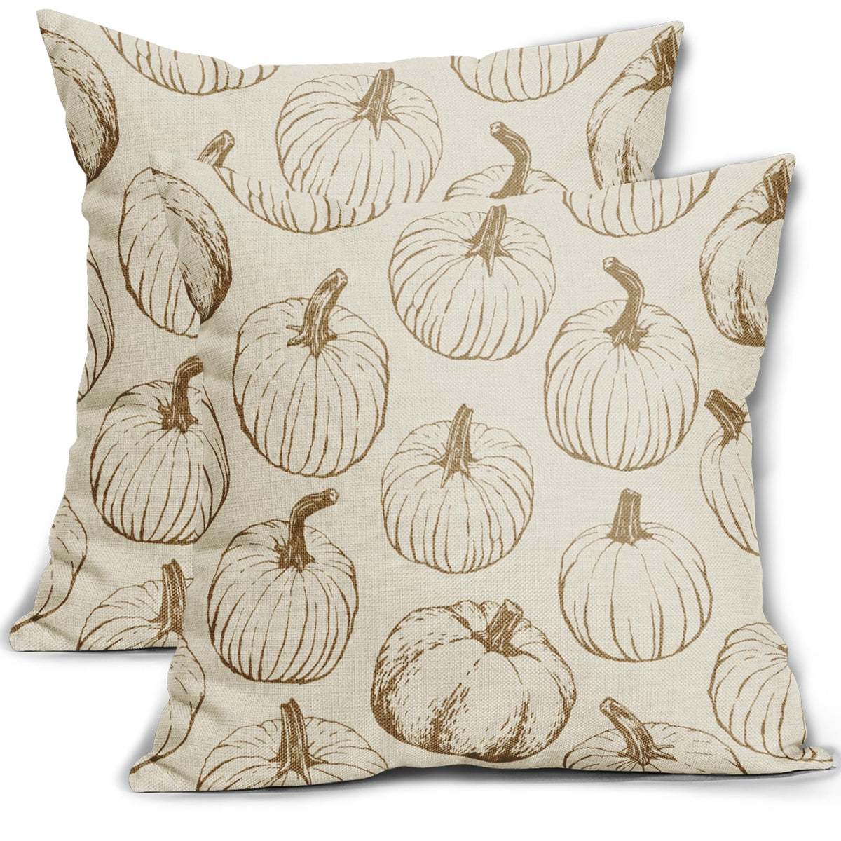 Aytipun Brown Pumpkin Fall Pillow Covers 20X20 Set Of 2 Autumn Themed Thanksgiving Harvest Print Decorative Throw Pillows Outdoo