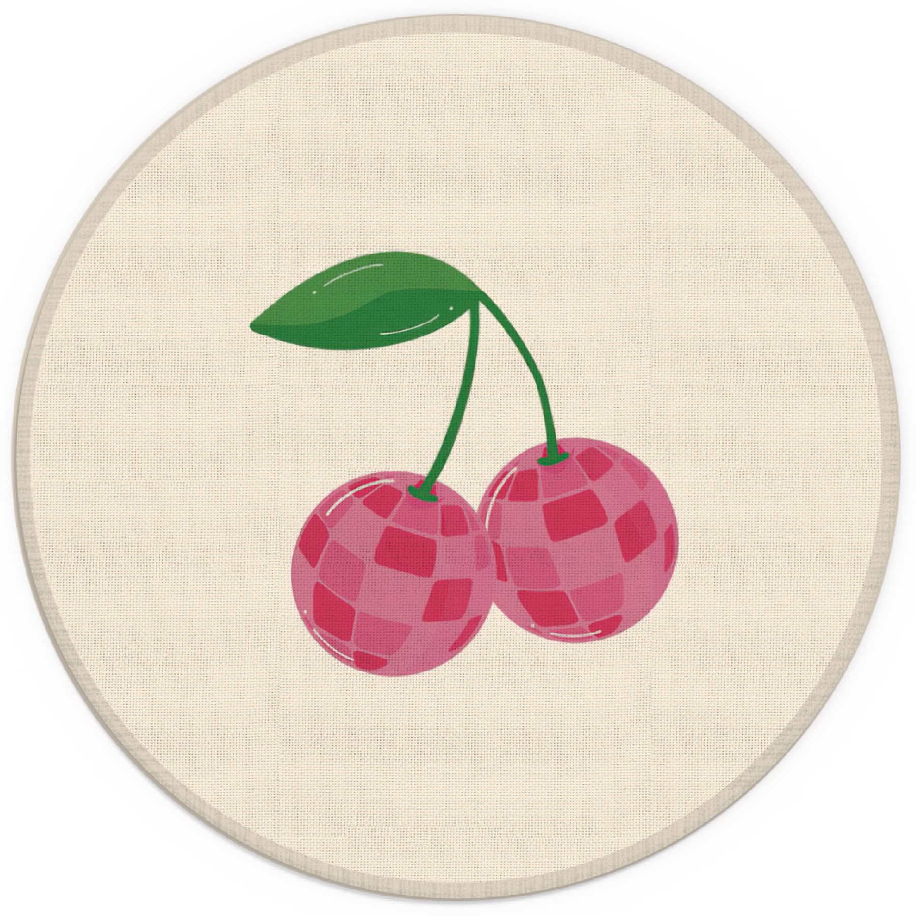 80'S Cherry Disco Ball Pink Preppy Small Mouse Pad 7.9X7.9 Inches,Washable Round Cloth Mousepad For Office Laptop Computer,Non-S