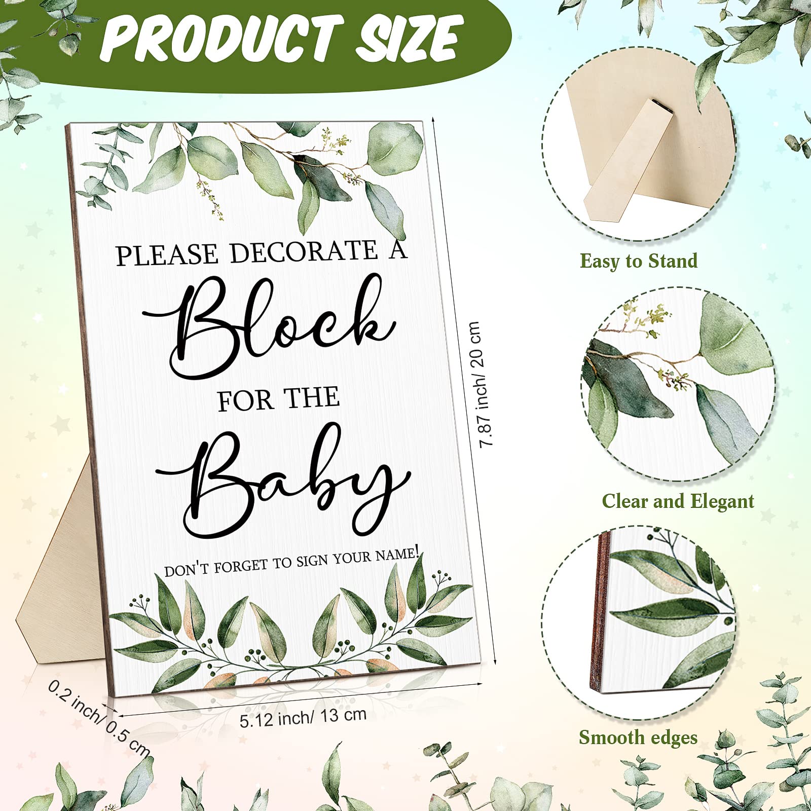 Tatuo 75 Pcs Baby Shower Decorate A Block Games Kit Including Decorate A Block Game Sign 50 Diy Wooden Block 24 Acrylic Paint Ma