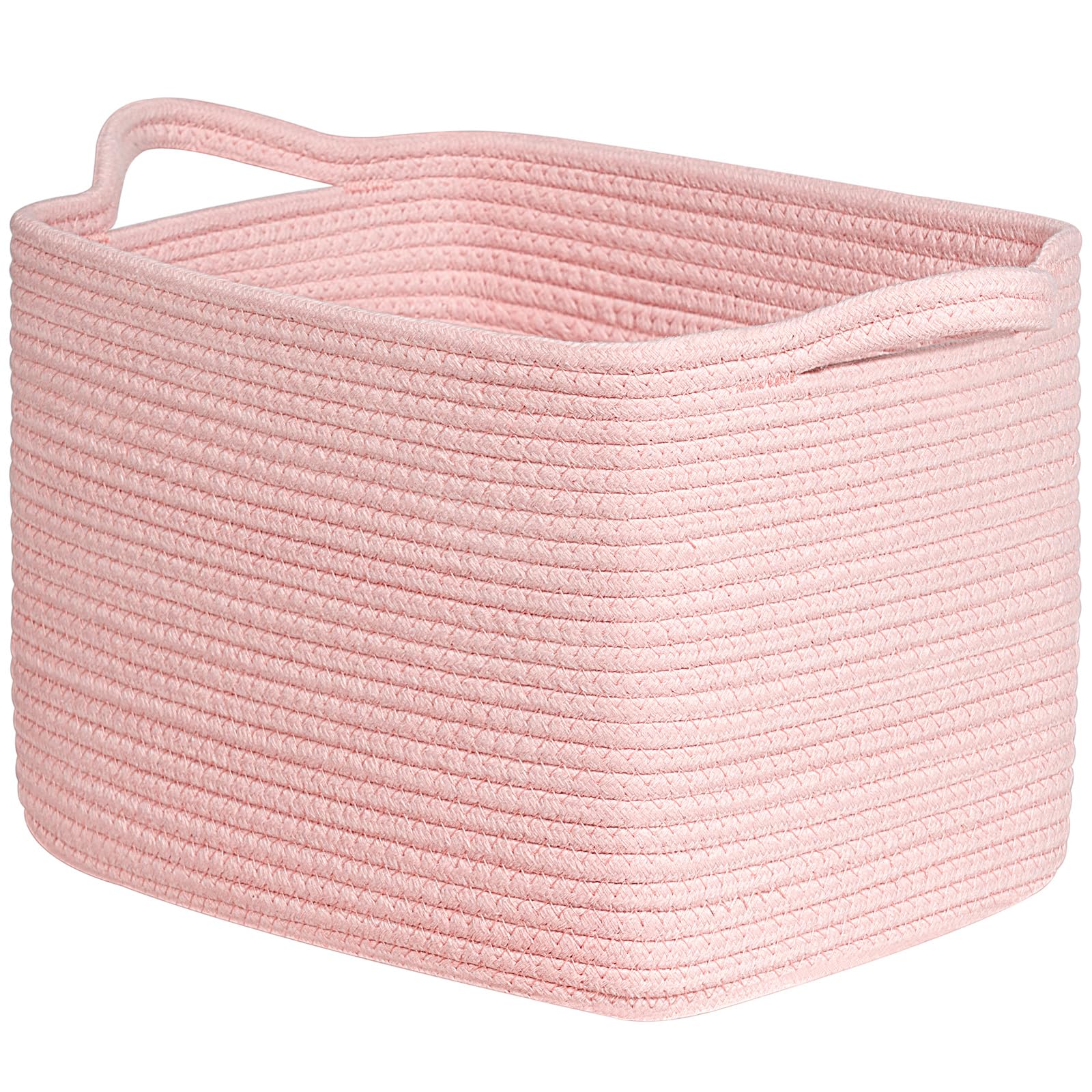 INDRESSME Storage Basket Pink Basket for Nursery, Baskets for Organizing, Baby Gift Basket, Woven Basket for Toys, Towels, Small