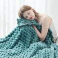Newcosplay Super Soft Twin Blanket Light Teal Premium Silky Flannel Fleece 3D Clouds Stylish Jacquard Lightweight Bed Blanket Al
