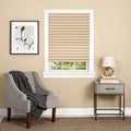 Cordless Room Darkening Temporary Pleated Vinyl Window Shades - 36 Inch Width, 75 Inch Length - Latte - 1-2-3 Peel N Stick - Li
