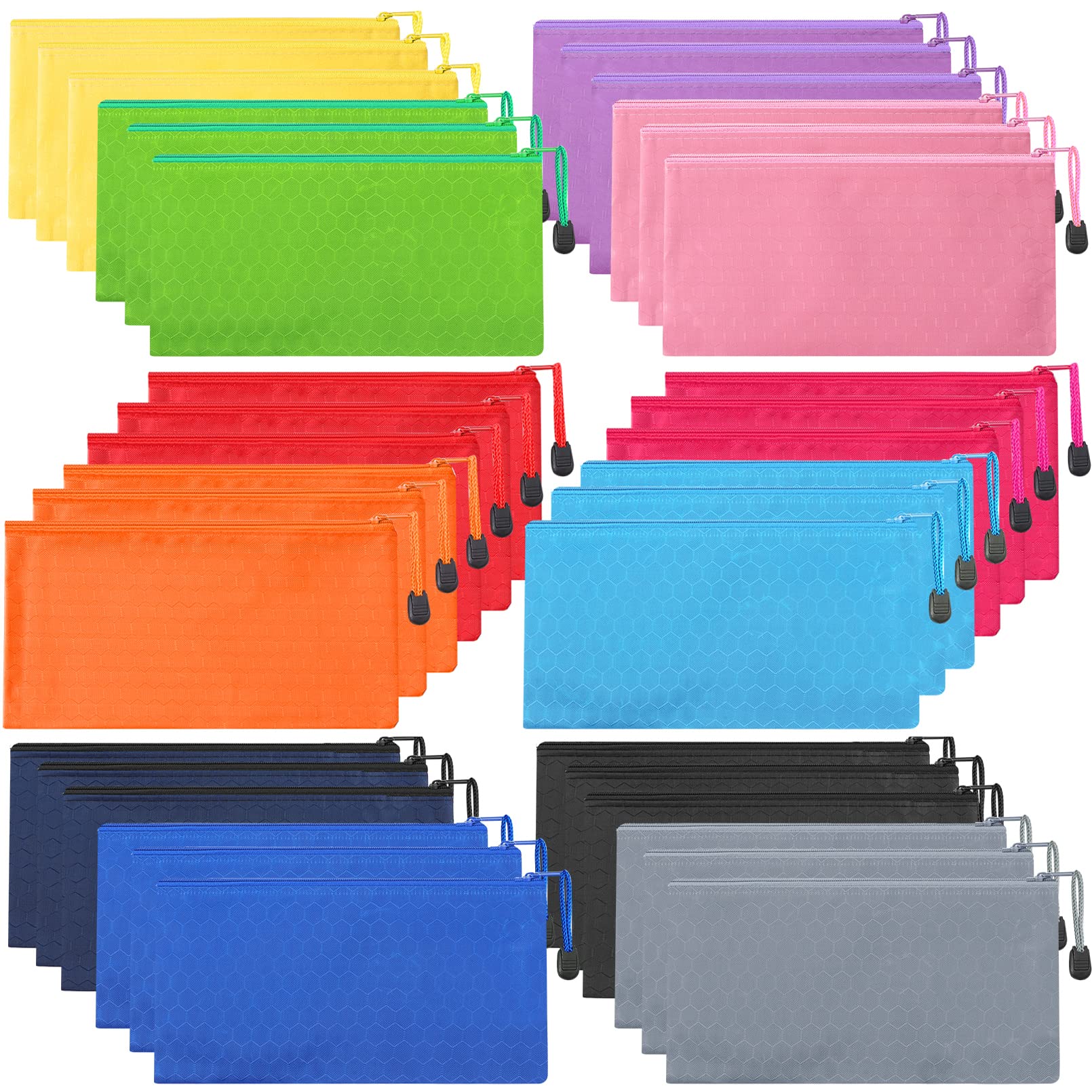 Yacaisi 36Pcs Pencil Pouch Bulk,Waterproof Zipper Pencil Bags,Zipper Pencil Pouches,Multicolor Pencil Case Bulk For Office Suppl