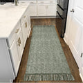 Collive Hallway Runner Rug, 2 x 6 Hand-Woven Reversible Washable Entryway Rug, Olive Green/Cream Cotton Modern Farmhouse Laund