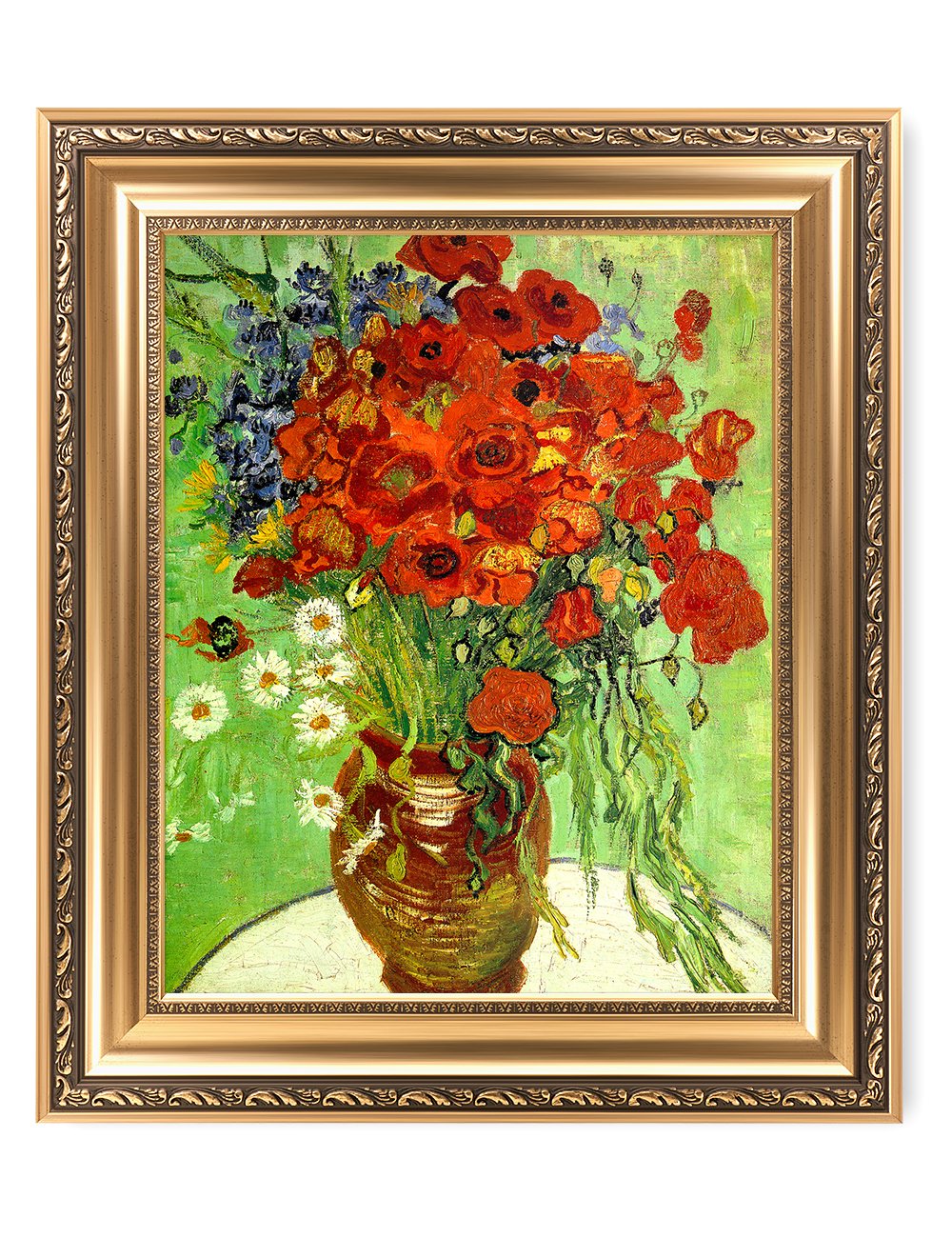 DECORARTS - Red Poppies and Daisies, Vincent Van Gogh Art Reproduction. Giclee Prints Match with Golden Framed for Wall Decor. P