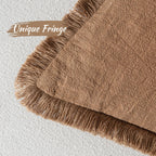 Miulee Decorative Throw Pillow Covers Neutral Linen Fringe Throw Pillows Euro Shams Set Of 2 Brown Boho Farmhouse Cushion Covers For Couch Sofa Bed Living Room Spring Home Decor 22X22 Inch