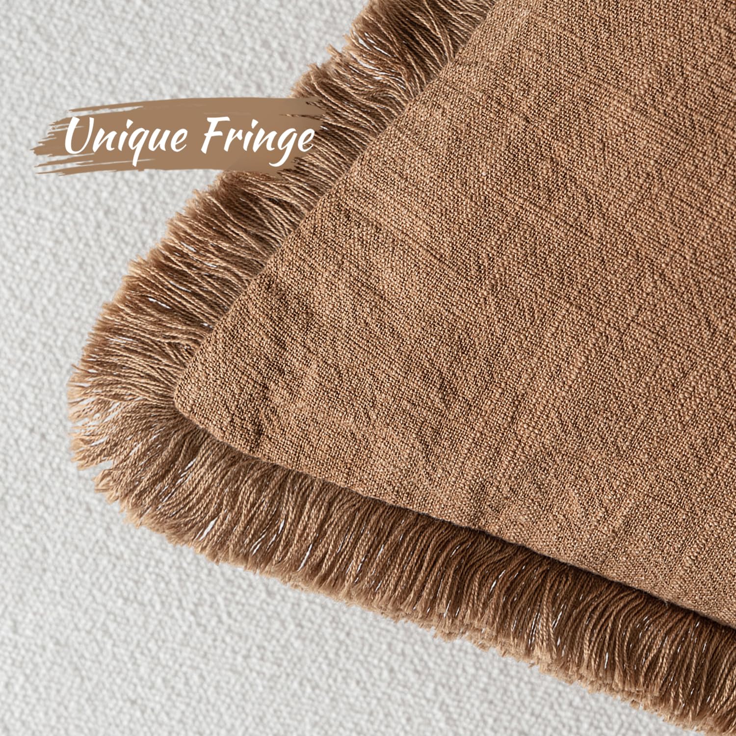 Miulee Decorative Throw Pillow Covers Neutral Linen Fringe Throw Pillows Euro Shams Set Of 2 Brown Boho Farmhouse Cushion Covers For Couch Sofa Bed Living Room Spring Home Decor 22X22 Inch
