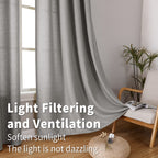 Bgment Natural Faux Linen Curtains For Bedroom, Grommet Thick Linen Semi Sheer Drapes Light Filtering Privacy Window Treatments Curtains For Living Room, Set Of 2 Panels, 52 X 95 Inch, Grey