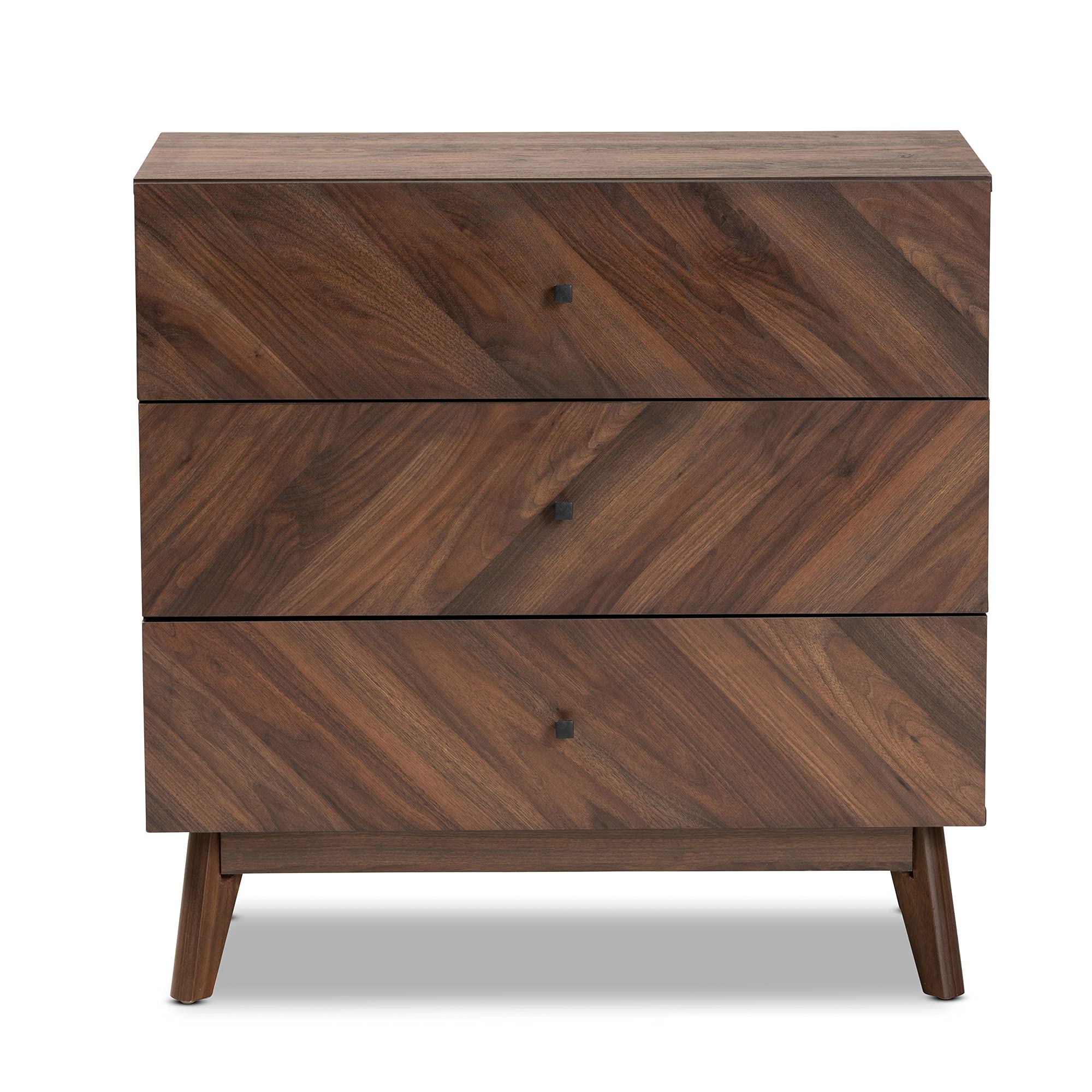 Baxton Studio Hartman Mid-Century Modern Walnut Brown Finished Wood 3-Drawer Storage Chest
