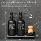 Momeemo Matte Black Soap Dispenser Set Comes With Stainless Steel Pumps, Instant Dry Tray, And Dish Scrub Brush, Suitable For Ma