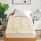 Sleep Zone Cooling Twin Mattress Topper For Single Bed, Premium Zoned Cool Mattress Pad Cover, Padded Mattress Protector Breathable Washable, Deep Pocket 8-21' (Beige, Twin)
