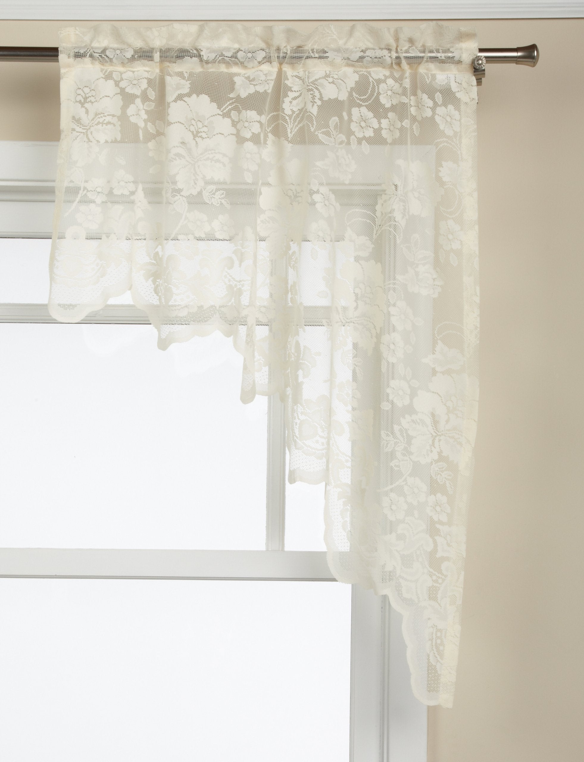 Lorraine Home Fashions Floral Vine 60-inch x 38-inch Swag Pair, Ivory