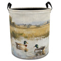 EVIHCG Rustic Mallard Duck Laundry Basket with Handles, Countryside Waterfowl Mallard Ducks Collapsible Waterproof Laundry Hampe