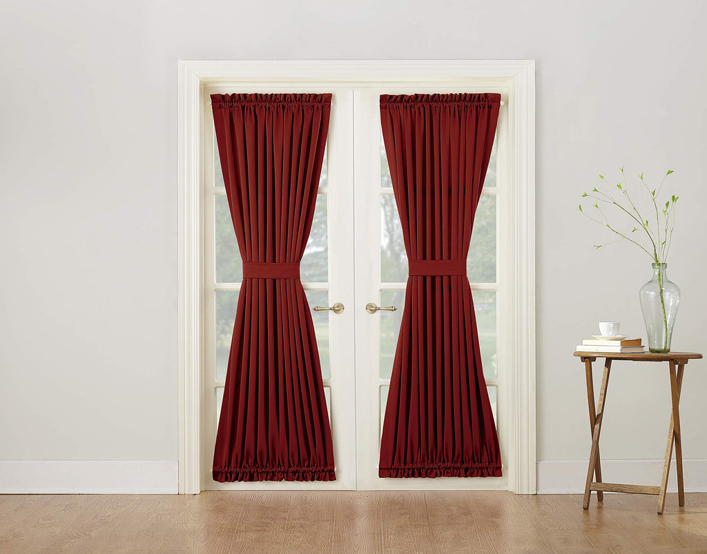 Sun Zero Barrow Energy Efficient Rod Pocket Door Curtain Panel, 54'' X 72'', Brick