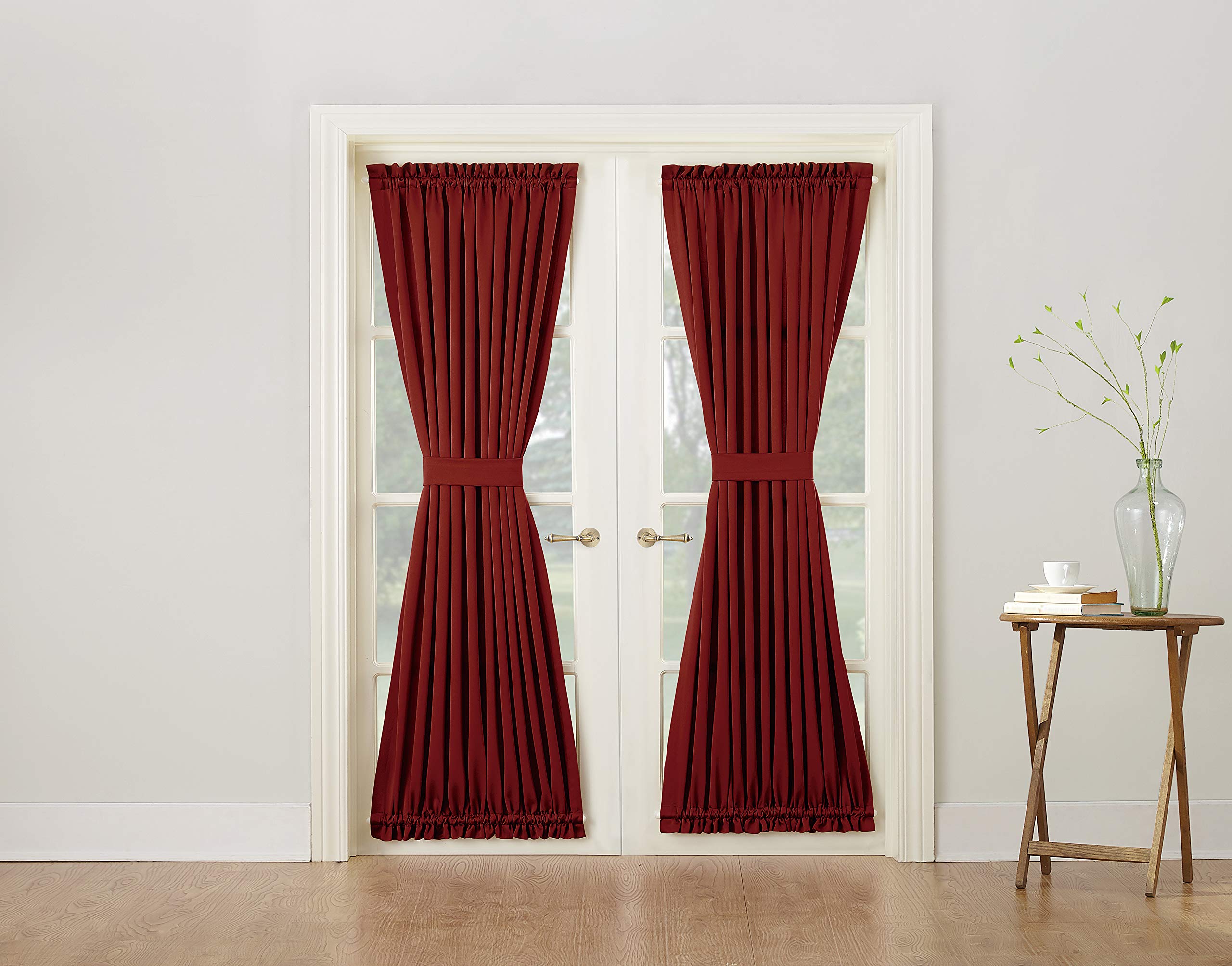 Sun Zero Barrow Energy Efficient Rod Pocket Door Curtain Panel, 54'' X 72'', Brick
