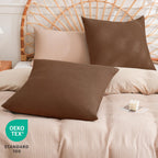 Phf 100% Cotton Waffle Weave Euro Shams 26' X 26', No Filling, 2 Pack Elegant Home Decorative Euro Throw Pillow Covers For Bed Couch Sofa, Cappuccino