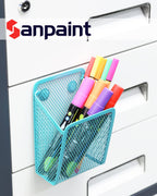 Sanpaint Magnetic Pencil Holder,Mesh Stainless Steel Pen Basket, Metal Writing Utensil Storage Organizer For Whiteboard,Blackboa
