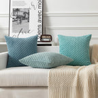 Kevin Textile Throw Pillow Covers Soft Corduroy Decorative Set Of 2 Boho Striped Pillow Covers Pillowcases Farmhouse Home Decor For Couch Bed Sofa Living Room 20X20 Inch Blue Grey