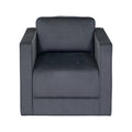 Martha Stewart Modern Button Tufted Velvet Swivel Chairs for Living Room, 360 Degree Metal Base Stand, Pipped Upholstered Bedroo