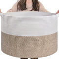 INDRESSME Large Laundry Basket, 21.7 x 13.8 Cotton Rope Blanket Basket Living Room Toy Baskets Storage Kids, Woven Baskets f
