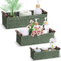 Boao 3 Pcs Boho Storage Wicker Baskets Handmade Woven Decorative Paper Rope Baskets for Organizing with Handle Countertop Toilet