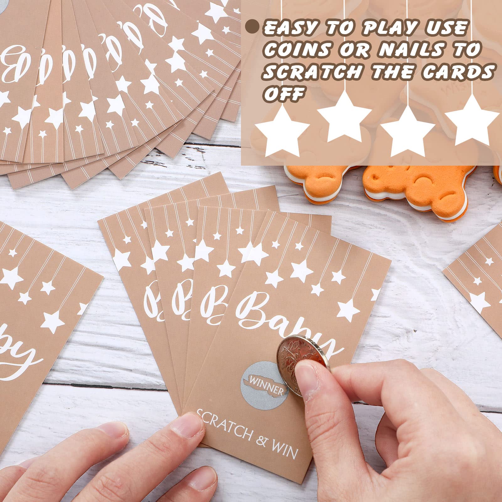 60 Pcs Baby Shower Games Rustic Baby Shower Scratch Off Cards Baby Shower Raffle Ticket For Baby Shower Party Games Activity Sup