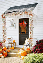 Lvydec Fall Maple Leaves Garland Decoration - 5.8Ft Artificial Fall Foliage Garland With White Pumpkins Autumn Decor For Hallowe