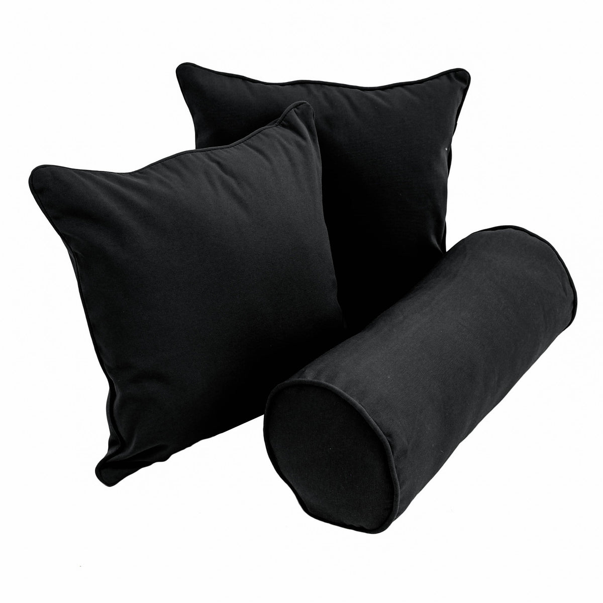 Blazing Needles Corded Twill Throw Pillow Set, Black 3 Count