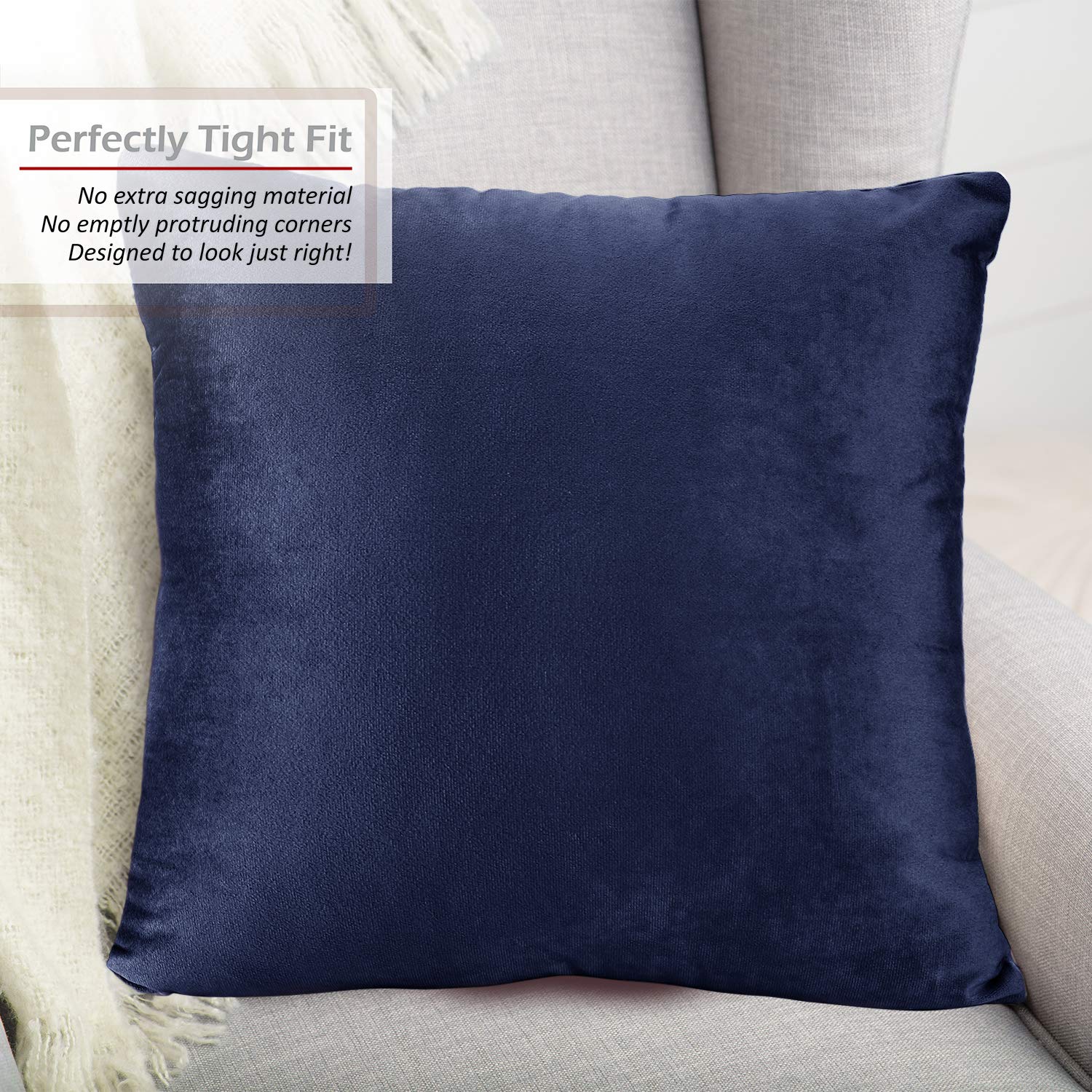 Nestl Throw Pillow Covers, Cozy Velvet Decorative Outdoor Pillow Covers 20X20 Inches, Soft Solid Cushion Covers For Sofa, Bed And Car, Set Of 4 - Royal Blue