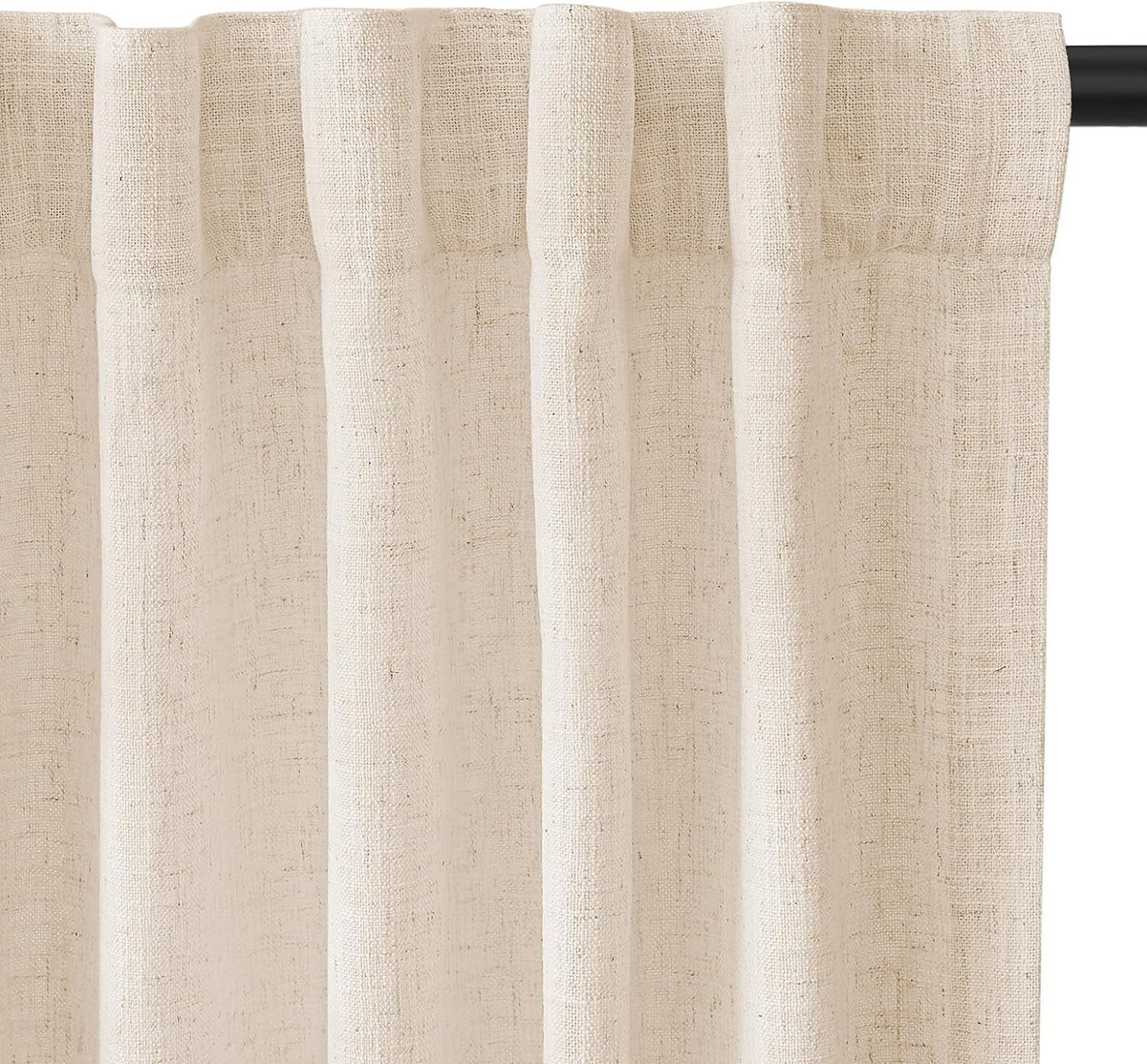 Inovaday Beige Linen Curtains 63 Inches Long For Living Room Bedroom, Back Tab Sheer Privacy Curtains 63 Inch Length 2 Panels, L