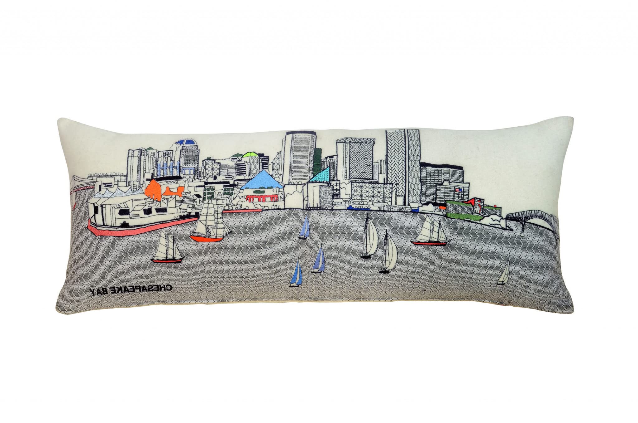 HomeRoots Cream 35' White Baltimore Daylight Skyline Lumbar Decorative Pillow