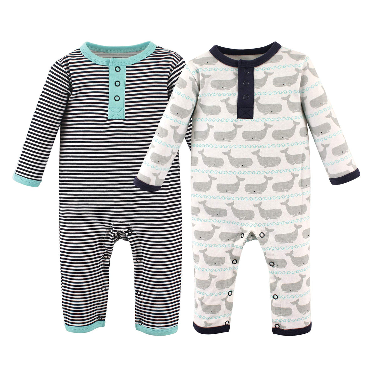 Hudson Baby Unisex Baby Cotton Coveralls Whale, 0-3 Months