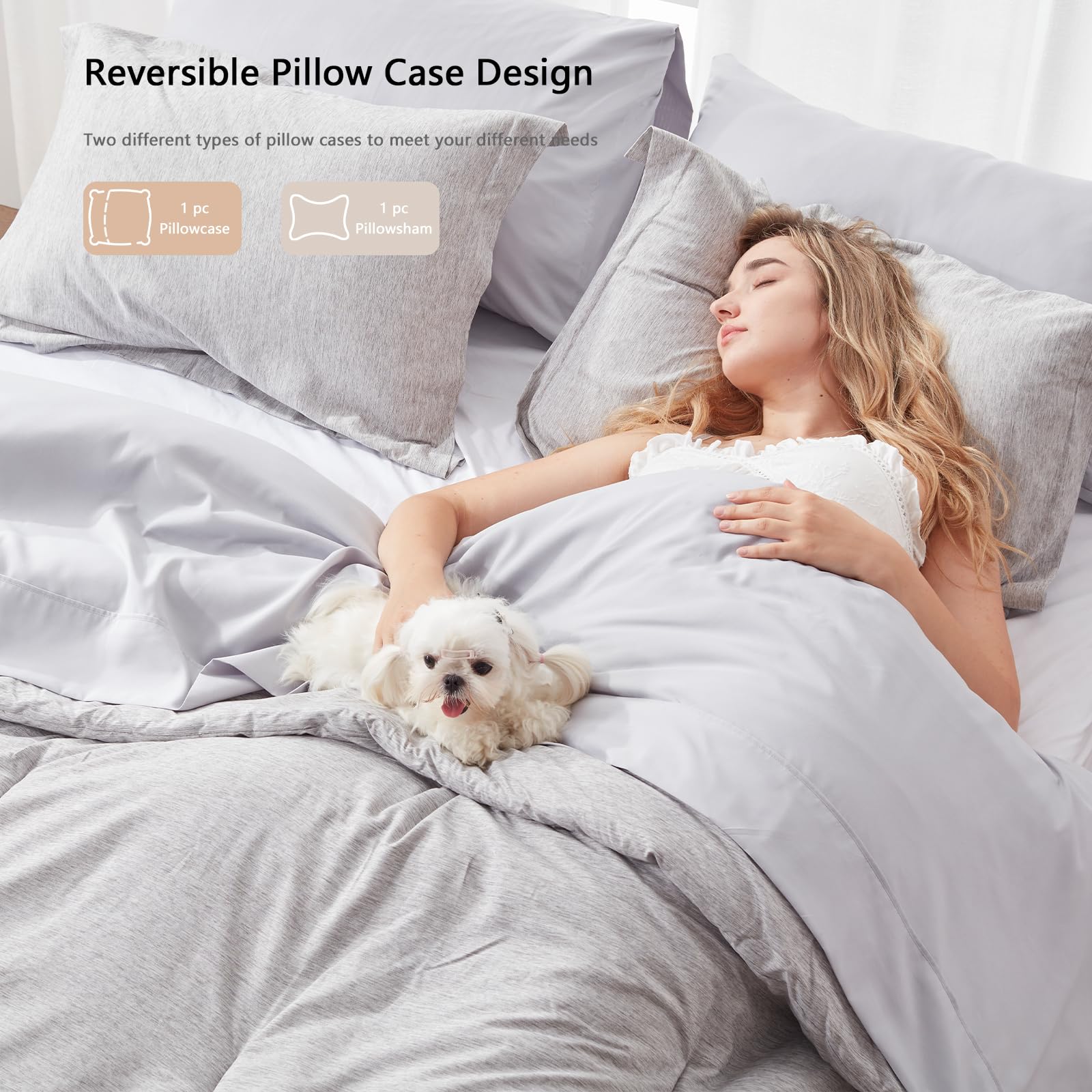 Unilibra King Comforter Set 7 Pieces Bed In A Bag - Grey King Soft Bedding Set For All Seasons - Cationic Dyeing Bed Comforter Sets With Comforter, Flat Sheet, Fitted Sheet, Pillowcases & Shams