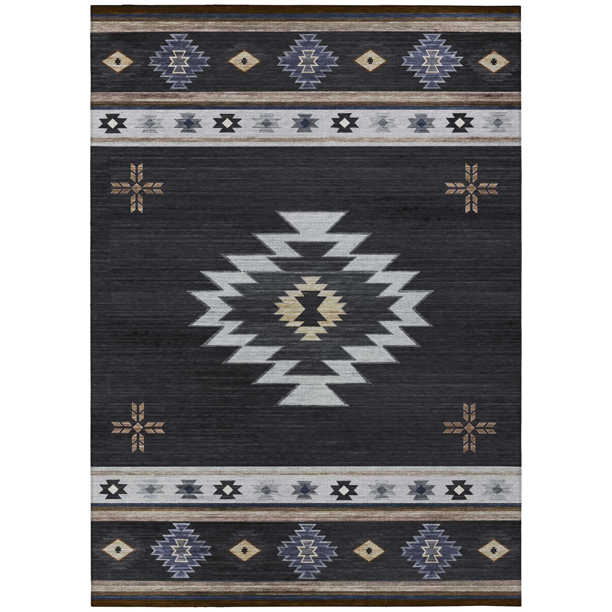 Addison Rugs Sonora Aso34 Black 9' X 12' Indoor Outdoor Area Rug, Easy Clean, Machine Washable, Non Shedding, Bedroom, Living Room, Dining Room, Kitchen, Patio Rug