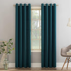 Sun Zero Barrow 2-Pack Energy Saving Grommet Curtain Panel Pair, 54'' x 63, Teal