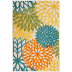 Nourison Aloha Indoor/Outdoor Turquoise/Multicolor 3' X 5' Area Rug, Easy Cleaning, Non Shedding, Bed Room, Living Room, Dining Room, Deck, Backyard, Patio (3X5)